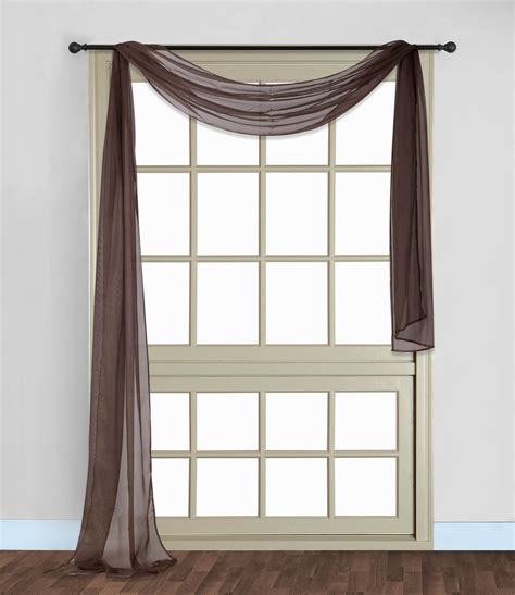 1 PC SOLID BRICK SCARF VALANCE SOFT SHEER VOILE WINDOW PANEL CURTAIN ...