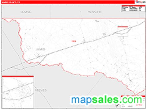 Ward County, TX Wall Map Red Line Style by MarketMAPS