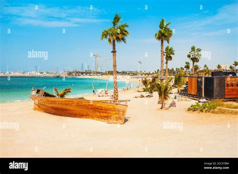 La Mer or Jumeira beach is a public beach in Dubai city in UAE Stock ...