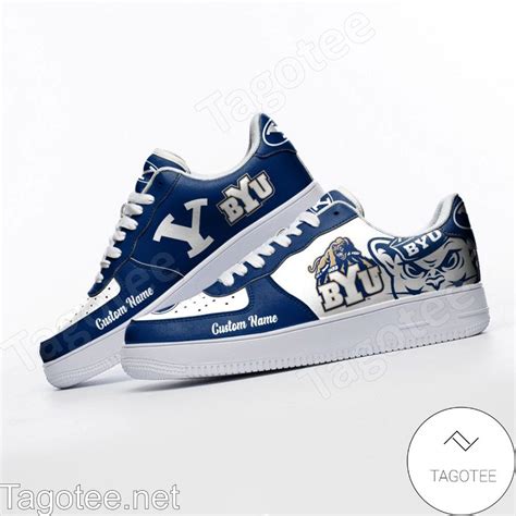 BYU Cougars Mascot Logo NCAA Custom Name Air Force Shoes - Tagotee