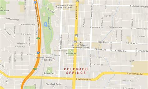 Map of Colorado Springs Downtown Center