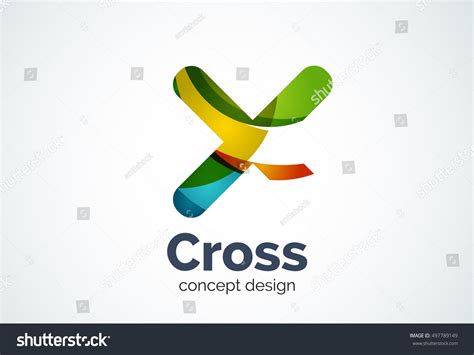 X Cross Logo Template Rotated Plus Stock Illustration 497789149