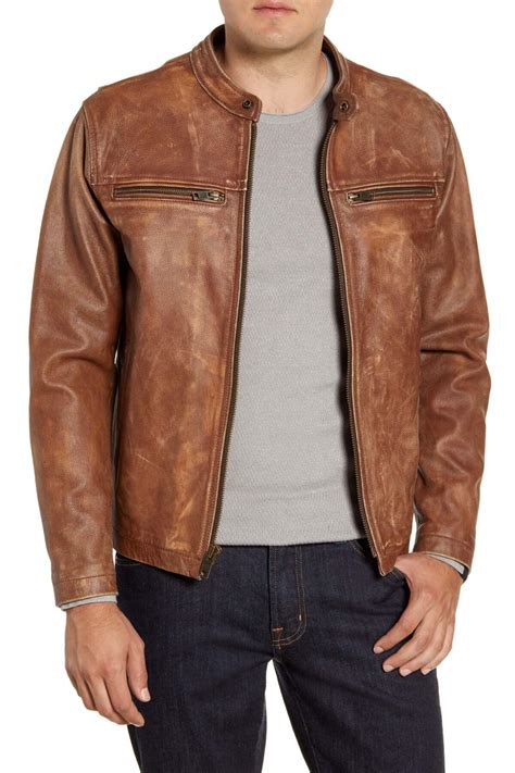 Frye Cafe Racer Leather Jacket in Brown for Men - Lyst