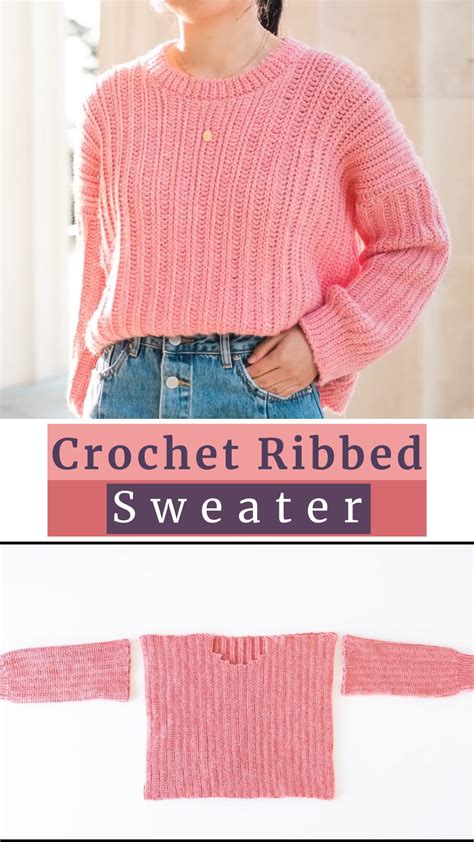 Pink Sweater Crocheting For Free - Crocheted World