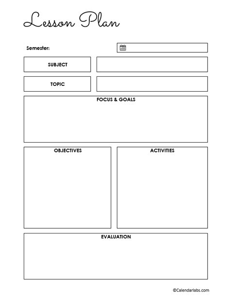 Teacher Lesson Planner Template - Free Printable Templates