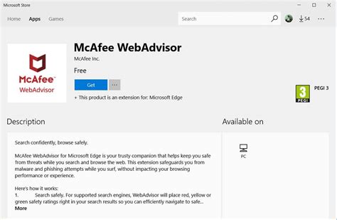 McAfee WebAdvisor extension debuts in the Microsoft Store