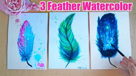 3 kinds of feather painting methods, watercolor creative DIY feather painting tutorial