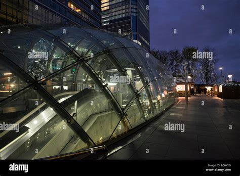 Canary Wharf underground station at night Stock Photo - Alamy