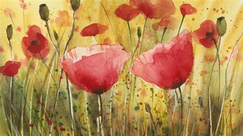 Poppy Flower Field Painting