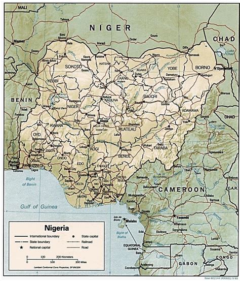 Nigeria geography map - Geographical map of nigeria (Western Africa ...