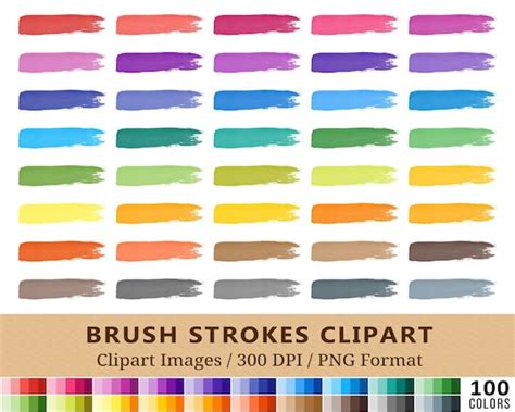 100 Brush Stroke Clipart Watercolor Paint Brush Clip Art | Etsy UK