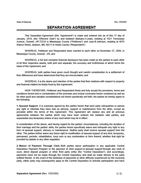 Free Separation Agreement Template | PDF & Word