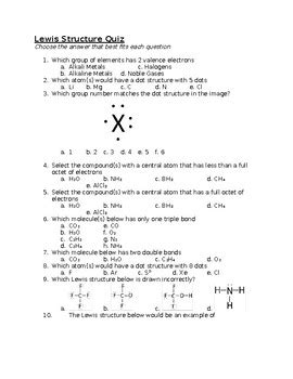 Lewis Structure Quiz by Schrim's Chem | TPT