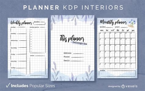 2022 Planner Template KDP Interior Watercolor Vector Download