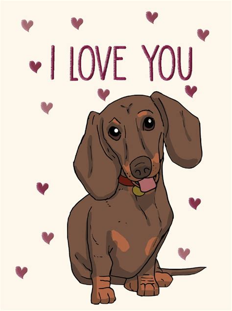 Dachshund Valentine's Card I Love You - Etsy