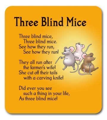 Three Blind Mice | Nursery rhymes lyrics, Nursery rhymes, Kids nursery ...