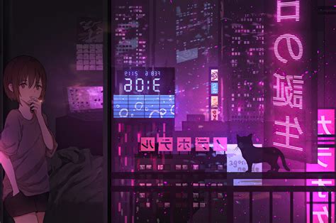 2560x1700 Anime Girl City Night Neon Cyberpunk 4k Chromebook Pixel ,HD ...