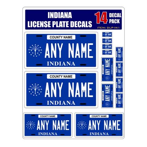 Personalized Indiana License Plate Decals Stickers Version 1 | Etsy