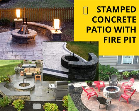 Stamped concrete patio with fire pit - Fire pit cost and ideas?