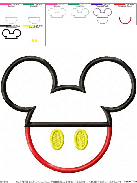 Mickey Mouse Ears Applique Design 3 Sizes Instant Download - Etsy