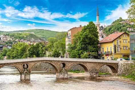 Latin bridge in Sarajevo stock image. Image of stone - 186573525