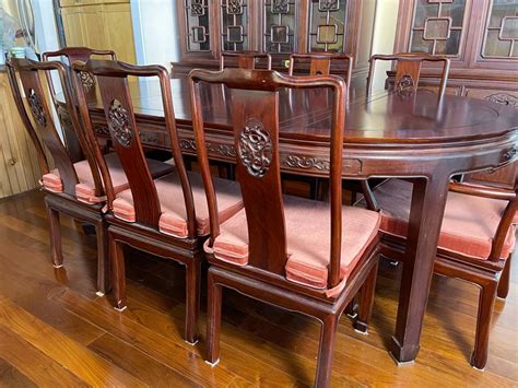 Beautiful Rosewood Dining Table With Two Leaves And Eight Rosewood ...