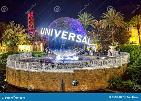 Universal Studios, Orlando Earth Globe Illuminated at Night Editorial ...