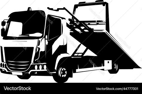 Car tow truck black silhouette for business Vector Image