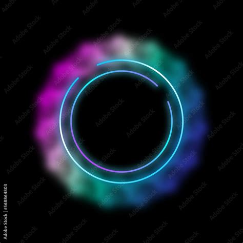 Neon circle frame border, modern round frame neon background with empty space, abstract ...