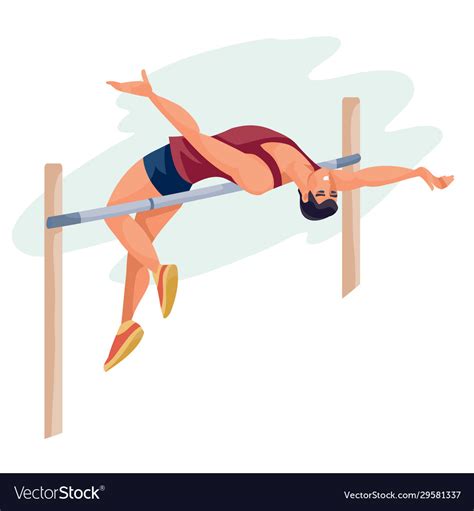 High jump man successfully jumps over bar Vector Image