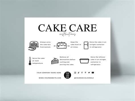 Editable Cake Care Card Template Cake Care Instructions - Etsy Canada