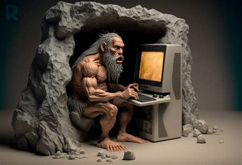 Caveman using computer. by Razulation on DeviantArt