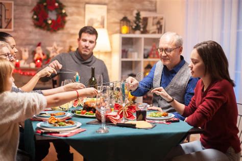 Big Family at Christmas Dinner Stock Image - Image of christmas, festive: 214280737