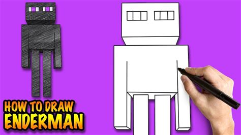 How to draw Enderman - Minecraft - Easy step-by-step drawing lessons for kids | Drawing lessons ...