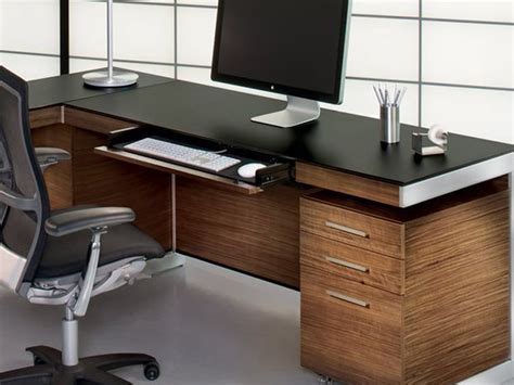 BDI Sequel 60'' x 24'' Rectangular Natural Walnut Computer Desk with Back Panel | BDI6001WL