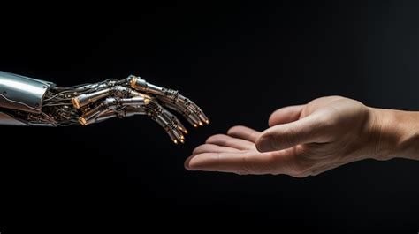 Premium Photo | Robot hand showing human palm