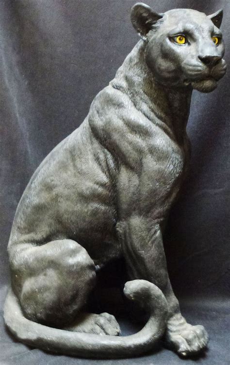 Ebony Large Sitting Panther Statue Figurine H21" x L15" x W10 75" | eBay Pottery Sculpture ...