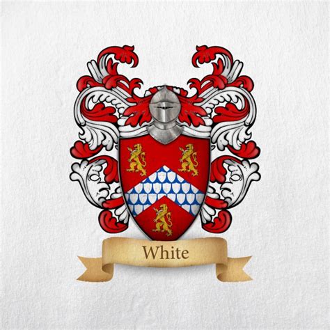 White english Origin Family Crest Print - Etsy