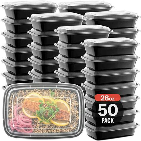 28oz Meal Prep Food Containers with Lids, Reusable Microwavable Plastic BPA free (50 Pack ...