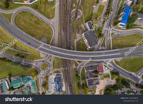 Aerial View Road Interchange Highway Intersection Stock Photo 2214256675 | Shutterstock