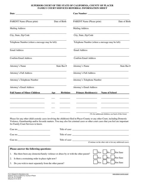 Form PL-FCS006 - Fill Out, Sign Online and Download Fillable PDF, County of Placer, California ...