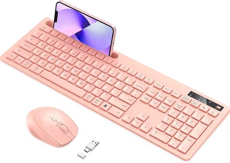 Amazon.com: Pink Keyboard and Mouse Wireless, Vivefox Pink Wireless ...