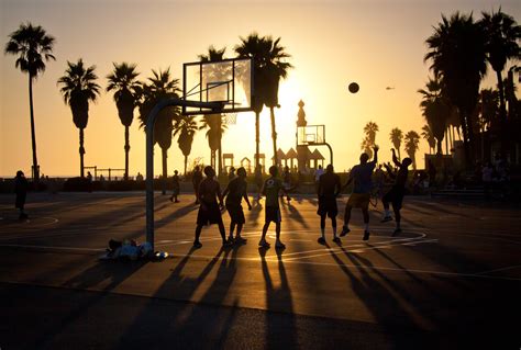 Sunset at Venice Beach Basketball Courts - Los Angeles CA - a photo on ...