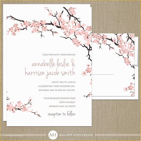 Cherry Blossom Invitation Template Free Of Printable Wedding Invitation Template Cherry Blossom ...