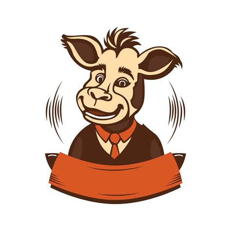 Funny donkey in suit logo design template. Cartoon animal illustration ...