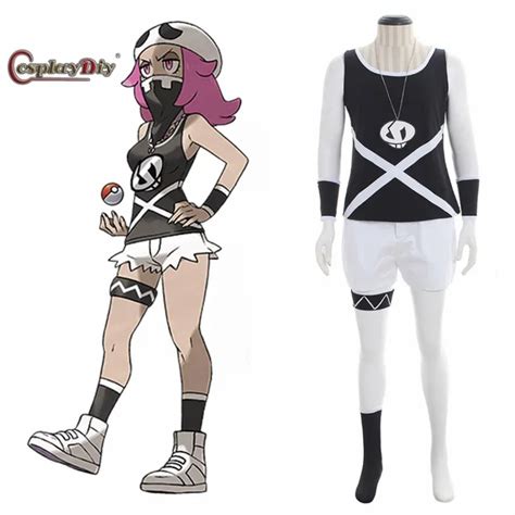 Cosplaydiy Pokemon Sun and Moon Cosplay Team Skull Grunts Female Cosplay Costume For Halloween ...