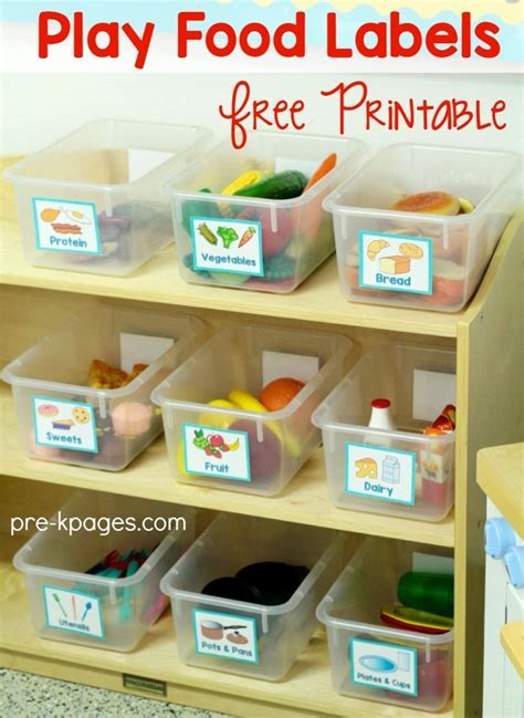 Free Printable Labels for the pretend food in your dramatic play center. Perfect for Preschool ...