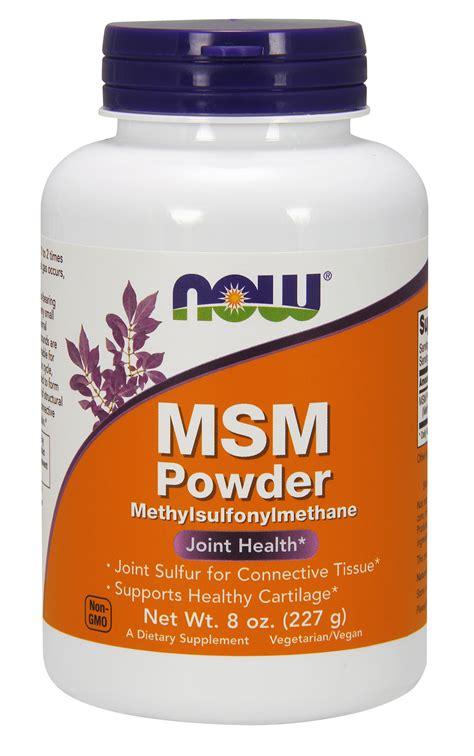 NOW Supplements, MSM (Methylsulfonylmethane) Powder, Supports Healthy Cartilage*, Joint Health ...