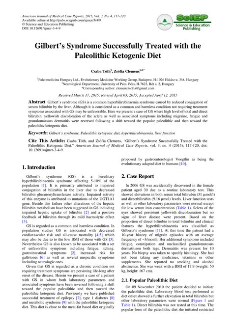 (PDF) Gilbert's Syndrome Successfully Treated with the Paleolithic ...