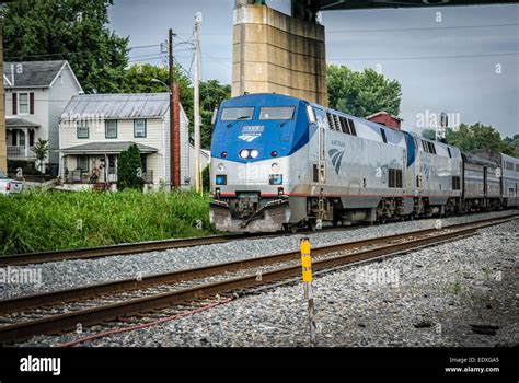 Amtrak P42DC Locomotives No 157 & 94 passing Brunswick, MD Stock Photo ...